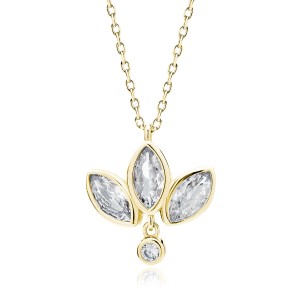 Lantisor argint placat cu aur galben cu pandantiv cu pietre DiAmanti Z1996NG_W-DIA (Argint 925‰ 2,9 g.)